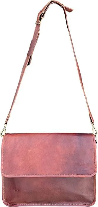 Half Flap Leather Crossbody Messenger Bag