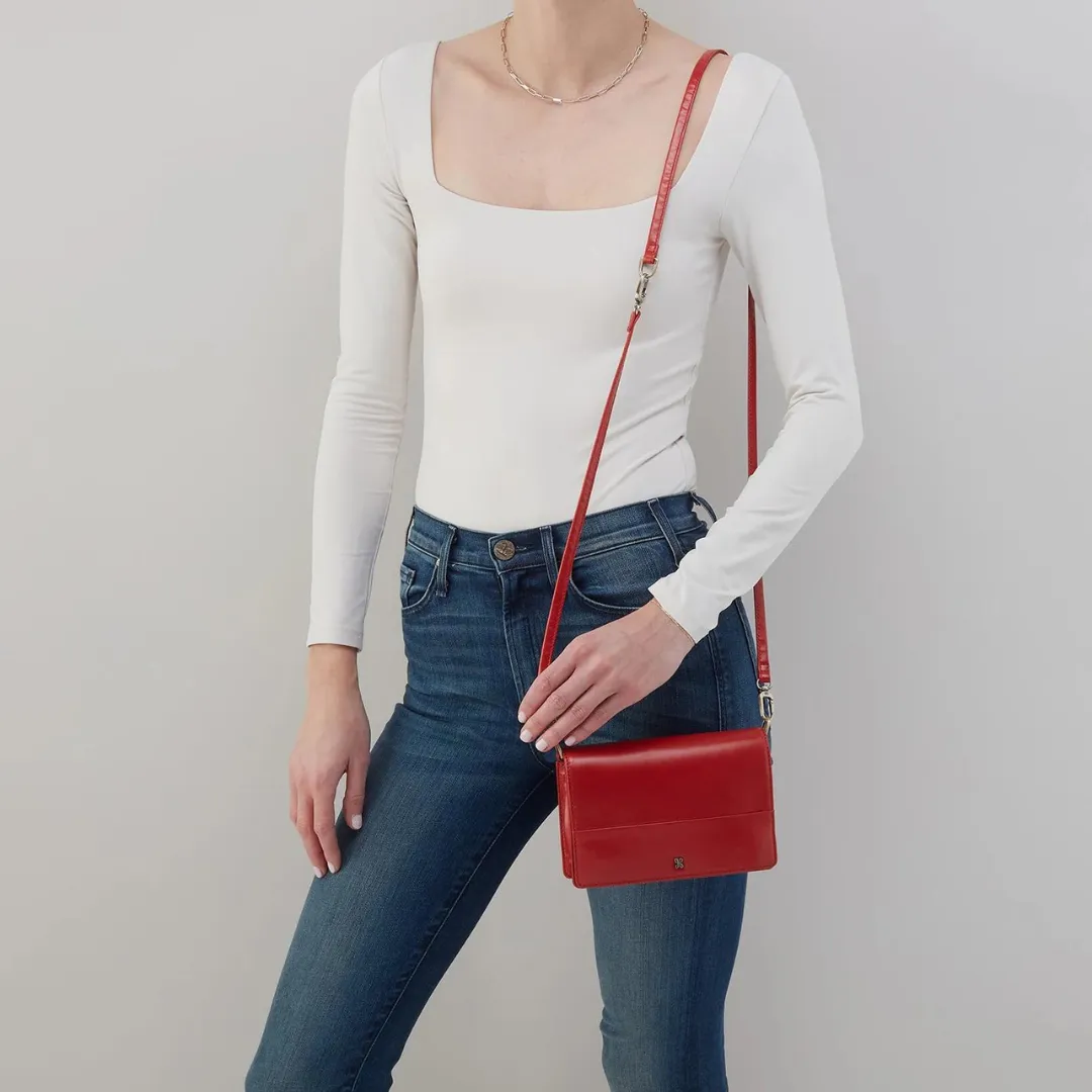 Hobo Jill Phone Crossbody Polished Leather - Brick