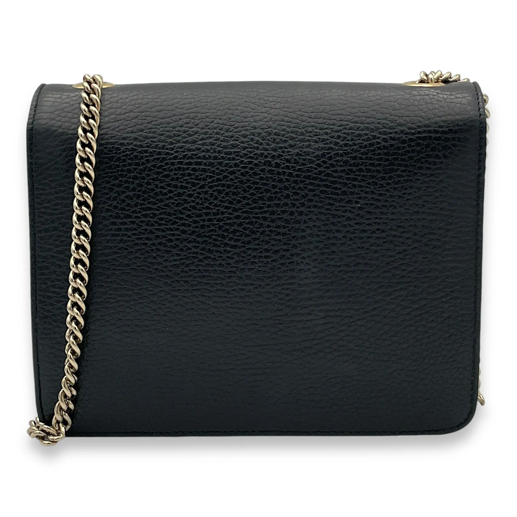 Interlocking G Small Black Crossbody Bag in Calfskin, Gold hardware