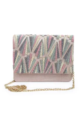 Light Purple Hand-Embroidered Clutch