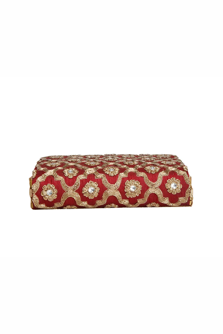 Maroon Jaal Hand-Embroidered Clutch