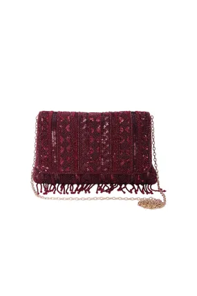 Maroon Mahira Hand-Embroidered Clutch