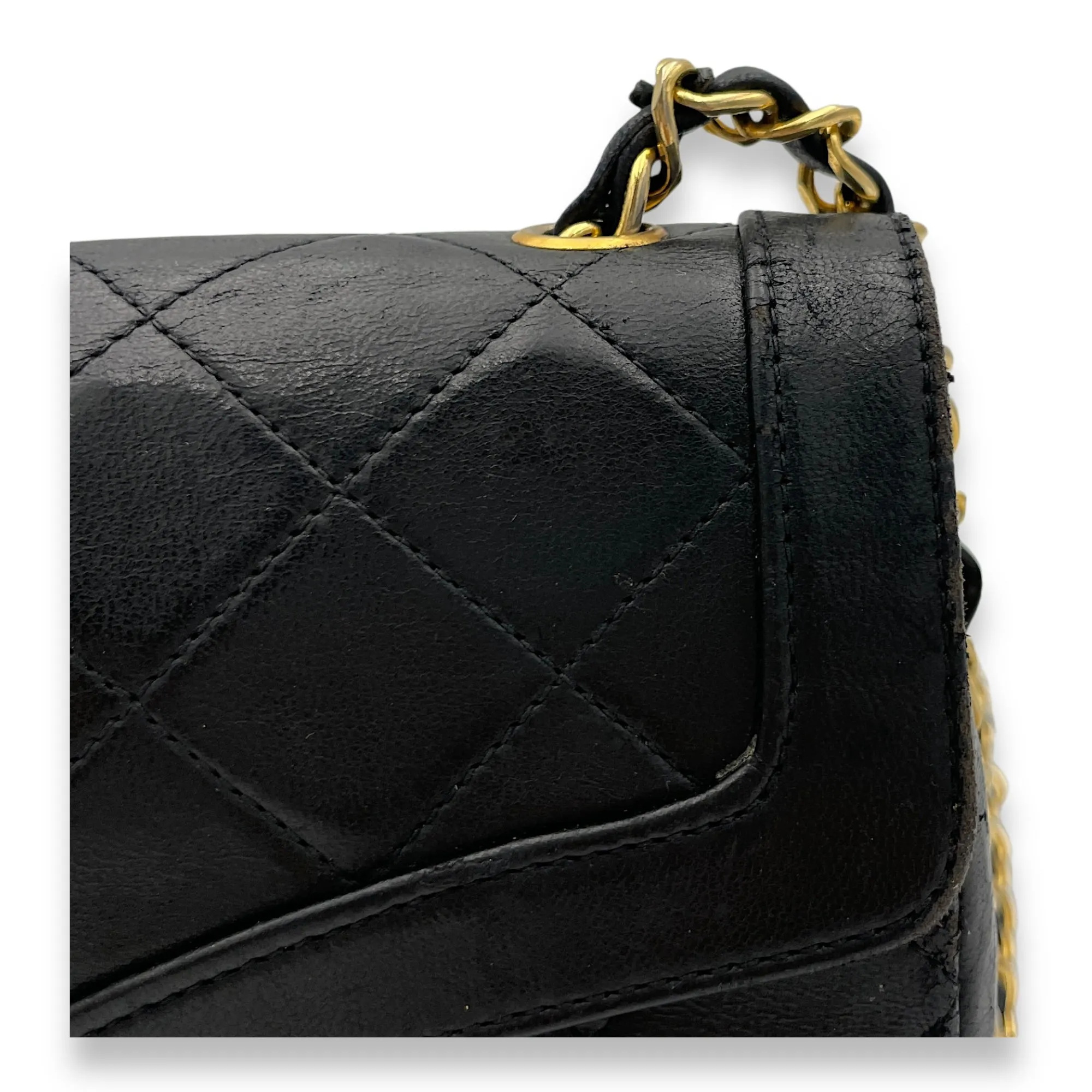 Matelasse Coco Mark Black Crossbody Bag in Lambskin, Gold hardware