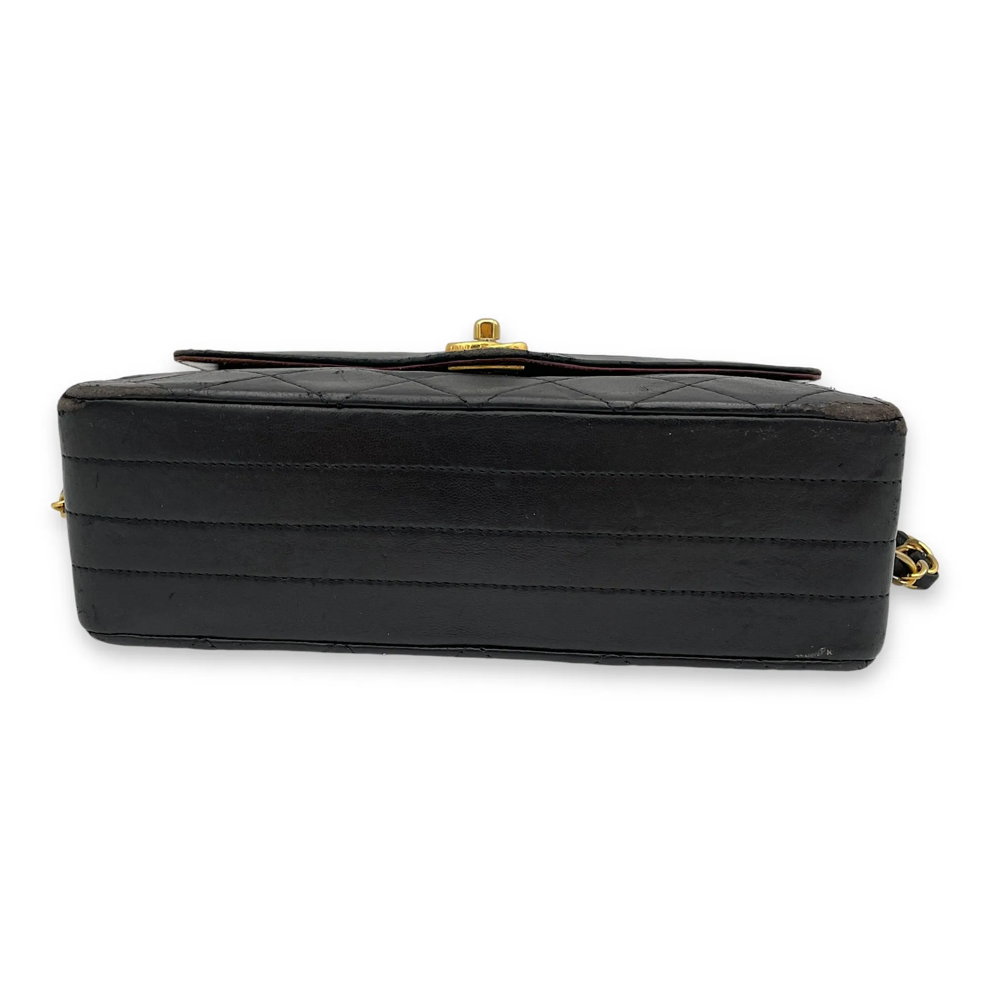 Matelasse Coco Mark Black Crossbody Bag in Lambskin, Gold hardware