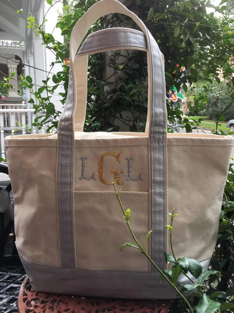 MONOGRAM METALLIC  CANVAS MEDIUM NATURAL TOTE BAG