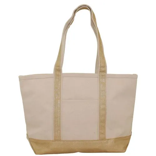 MONOGRAM METALLIC  CANVAS MEDIUM NATURAL TOTE BAG