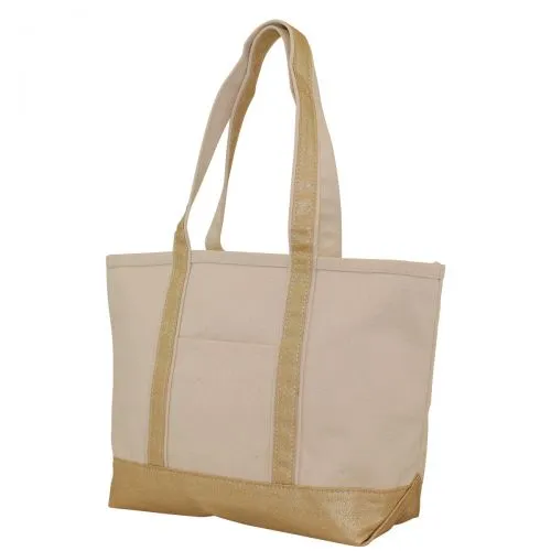 MONOGRAM METALLIC  CANVAS MEDIUM NATURAL TOTE BAG