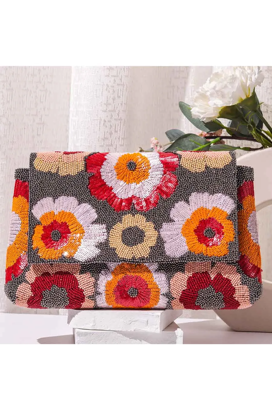 Multicolour Floralmati Embroidered Clutch