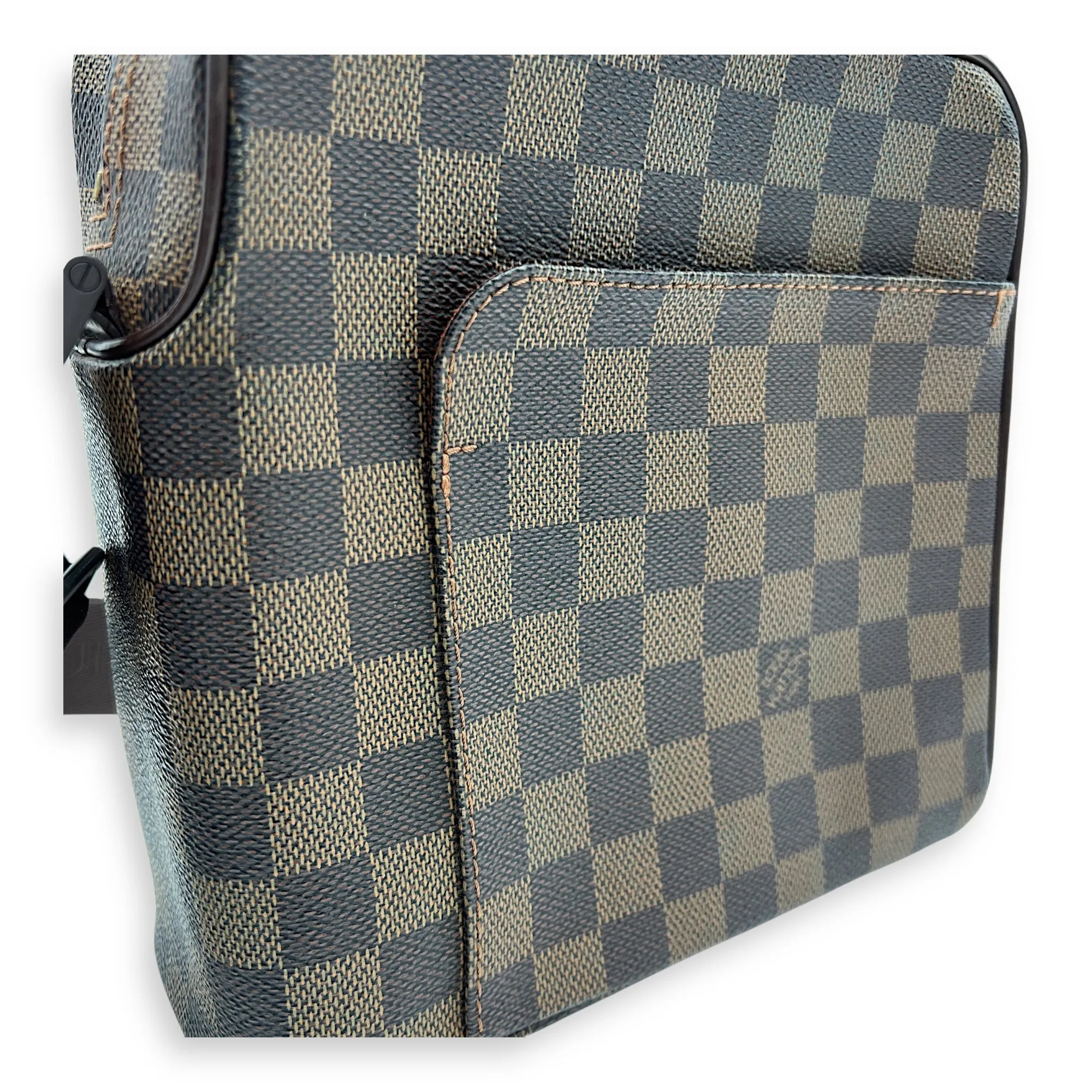 Olav Crossbody Bag PM Damier Ebene in Coated Canvas, Gold hardware