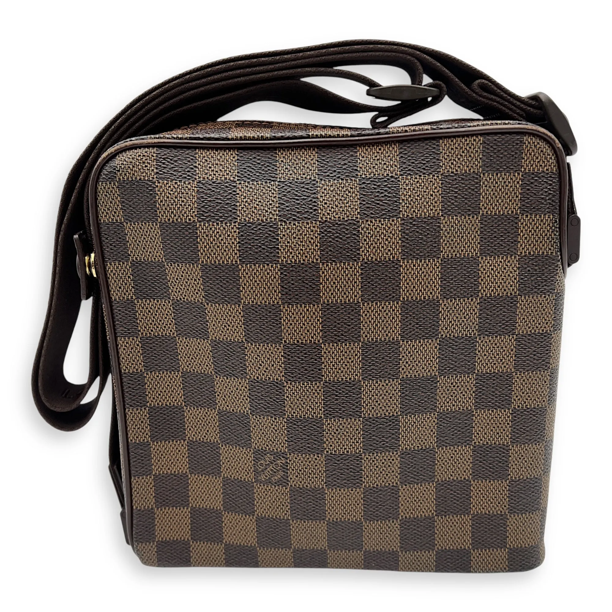 Olav Crossbody Bag PM Damier Ebene in Coated Canvas, Gold hardware