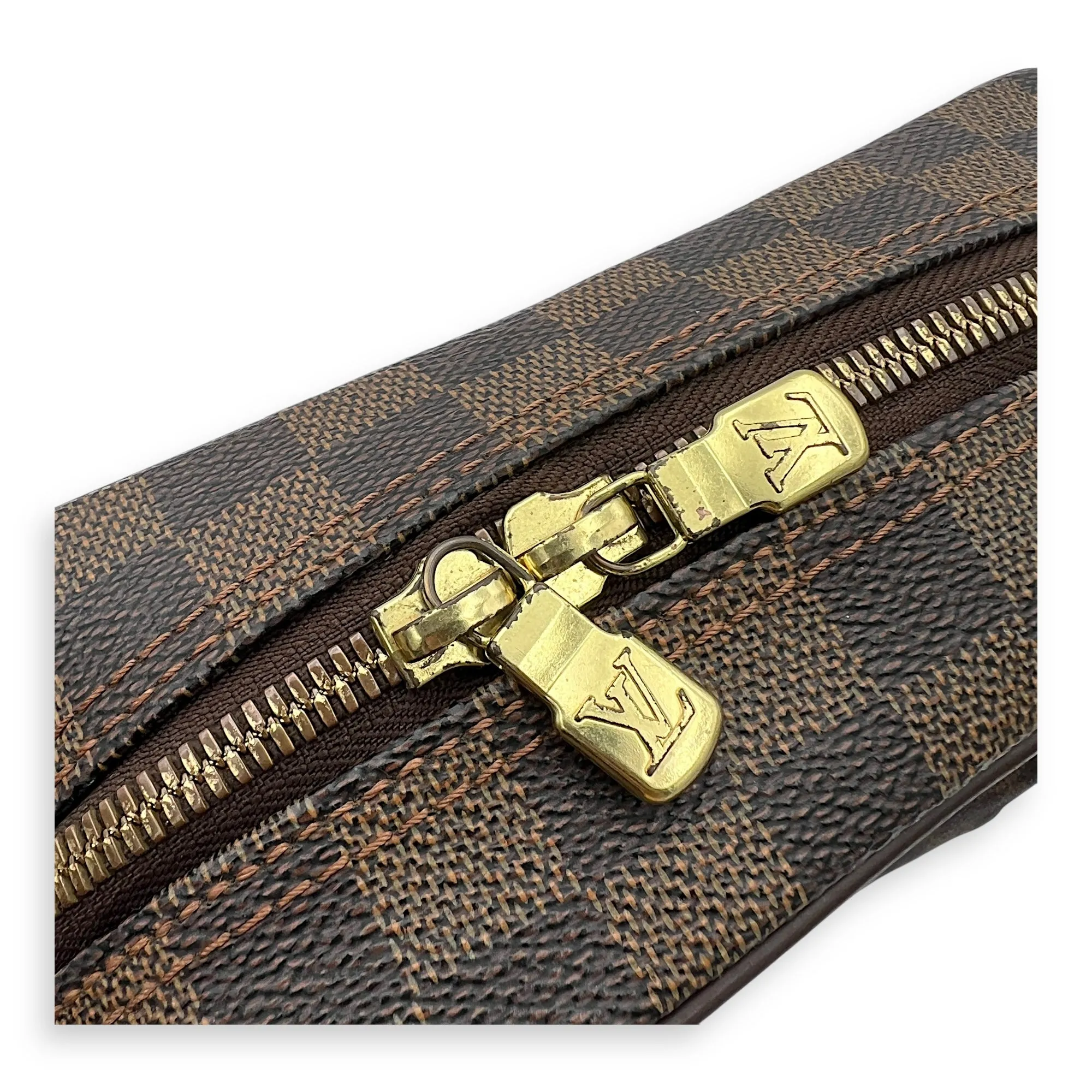 Olav Crossbody Bag PM Damier Ebene in Coated Canvas, Gold hardware