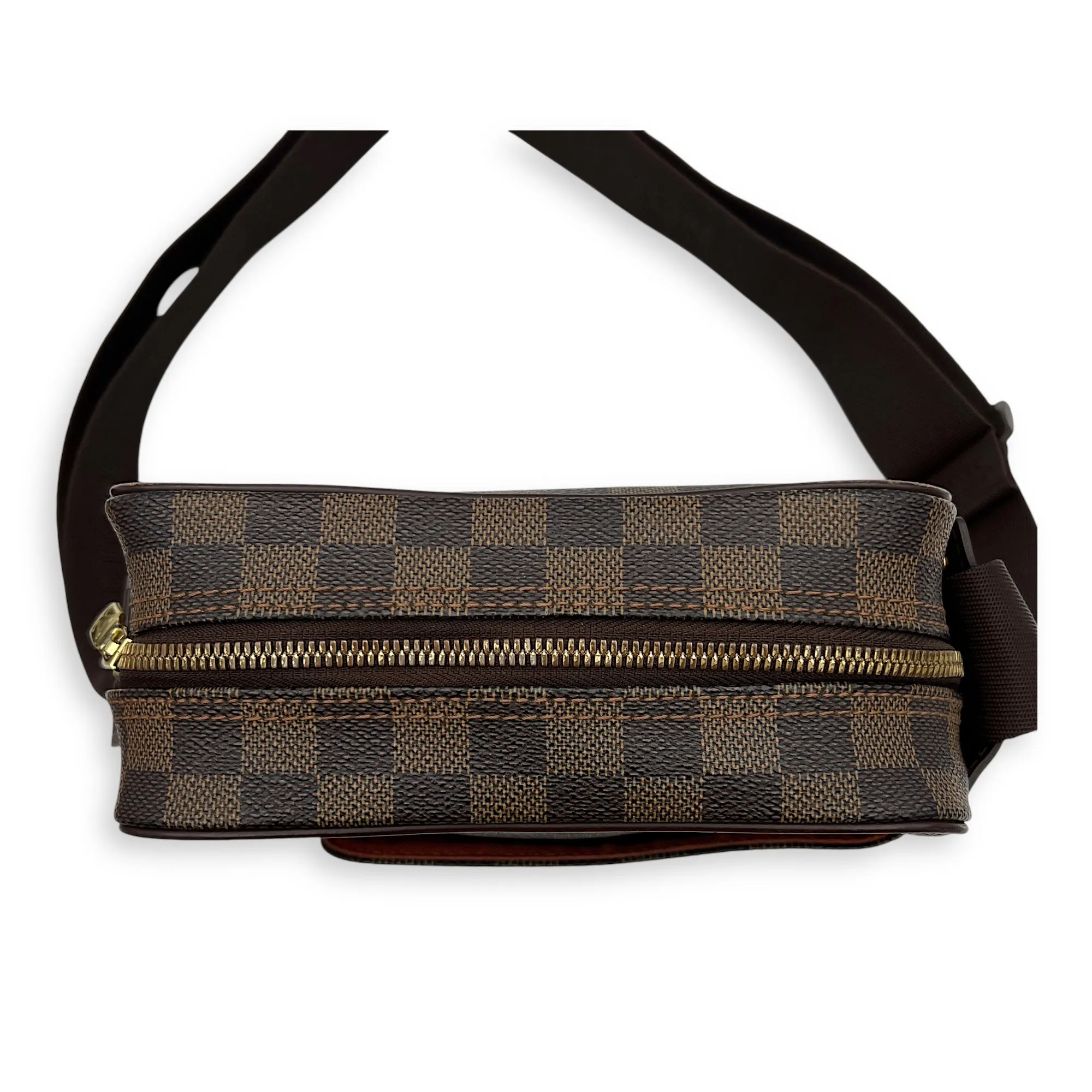 Olav Crossbody Bag PM Damier Ebene in Coated Canvas, Gold hardware