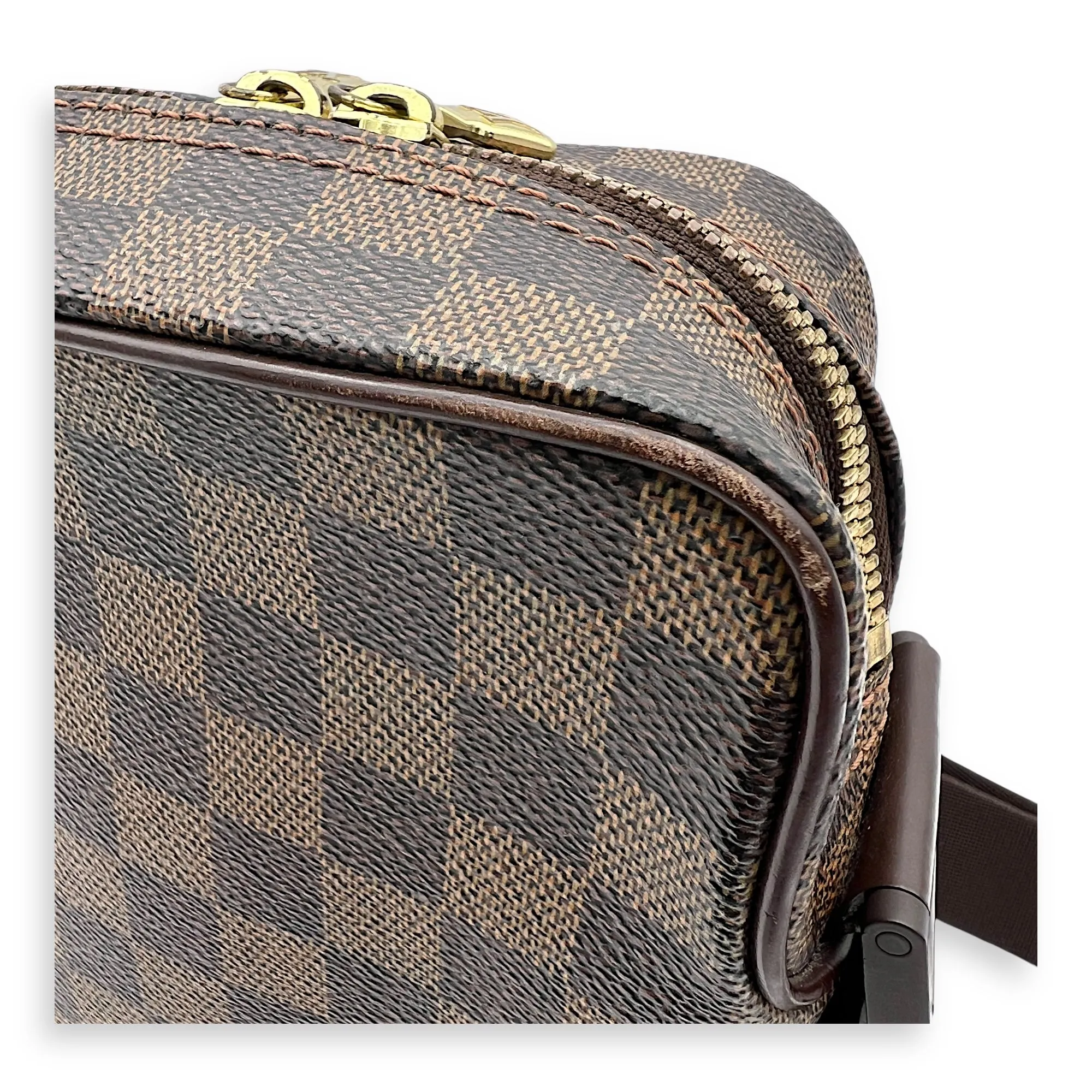 Olav Crossbody Bag PM Damier Ebene in Coated Canvas, Gold hardware