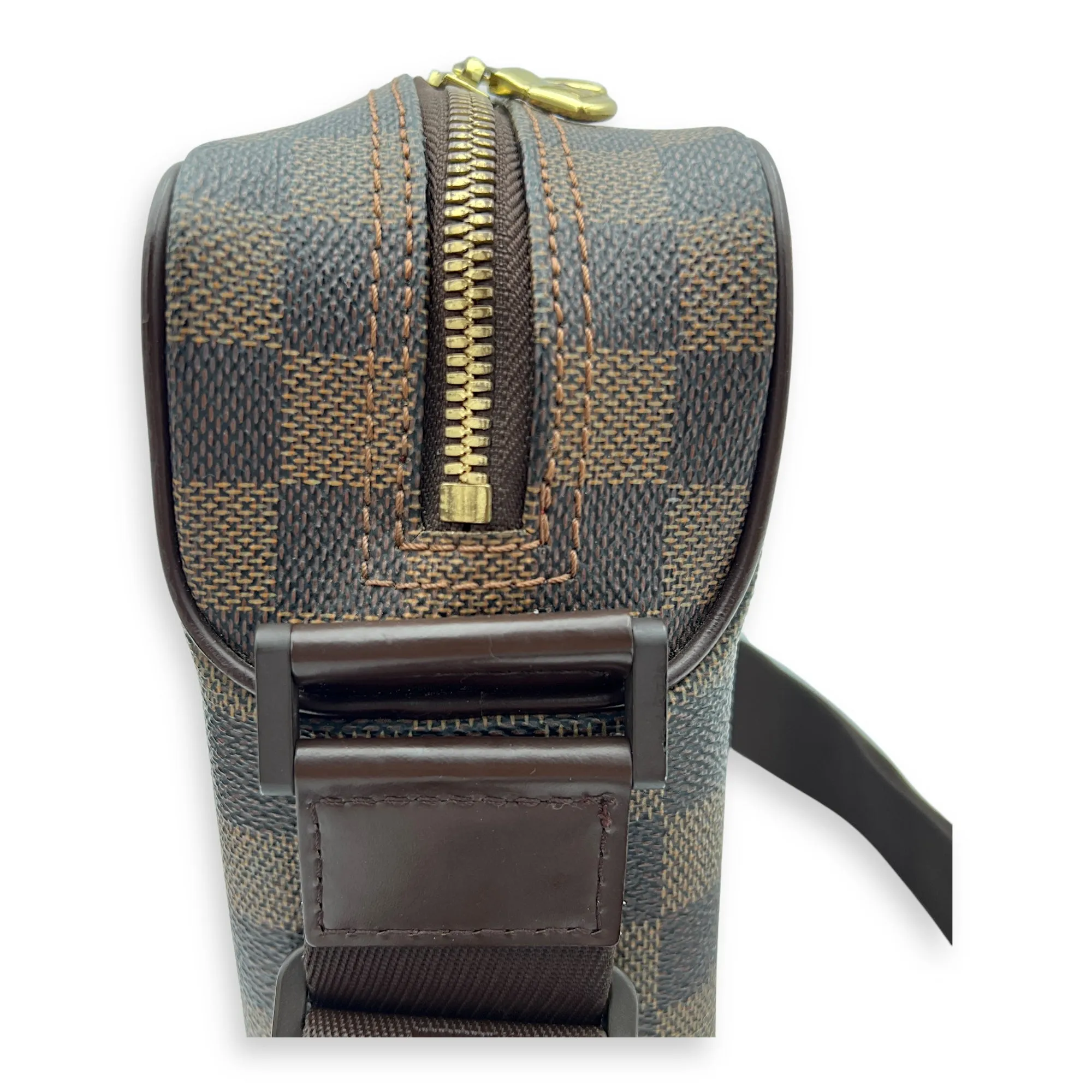 Olav Crossbody Bag PM Damier Ebene in Coated Canvas, Gold hardware