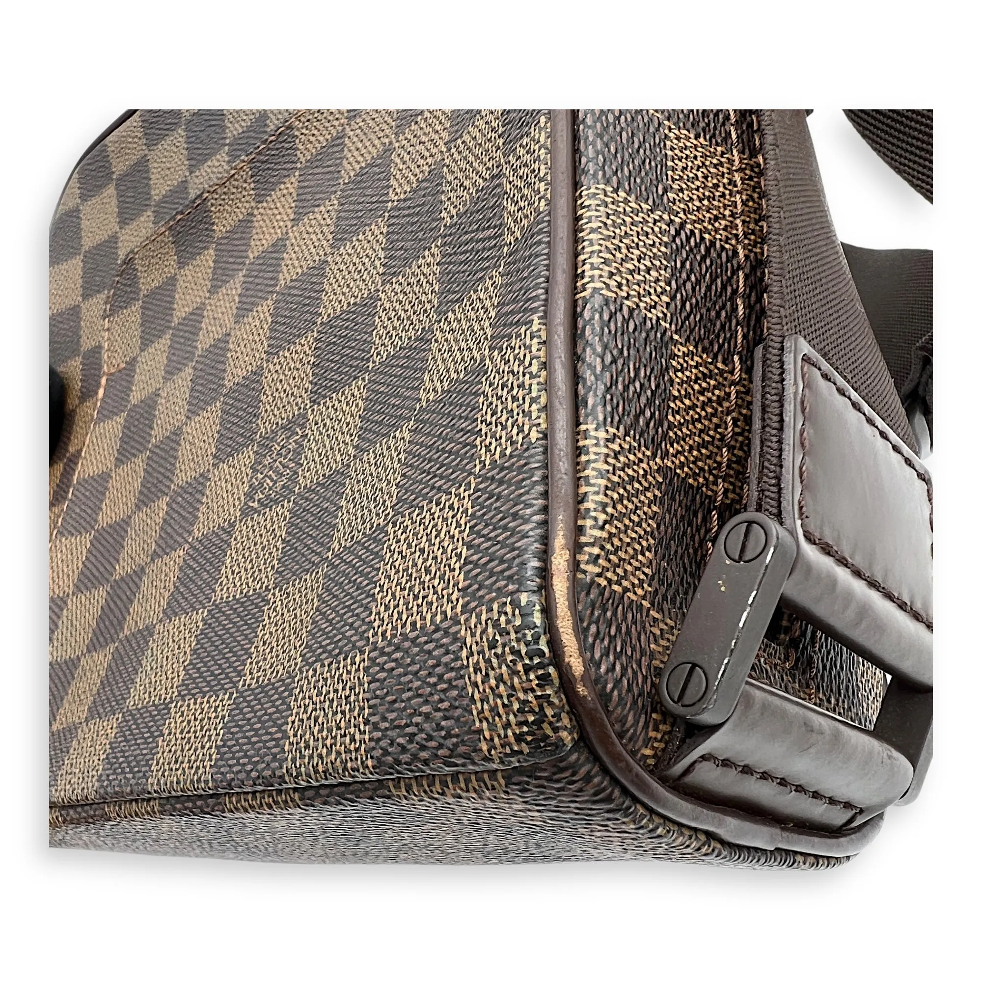 Olav Crossbody Bag PM Damier Ebene in Coated Canvas, Gold hardware