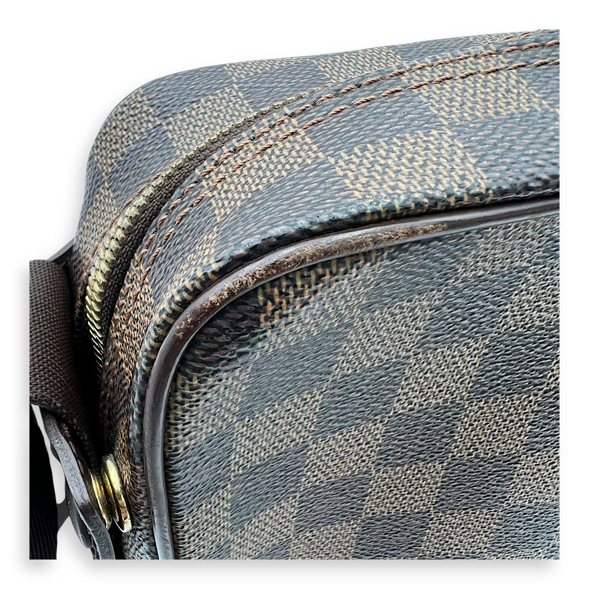 Olav Crossbody Bag PM Damier Ebene in Coated Canvas, Gold hardware