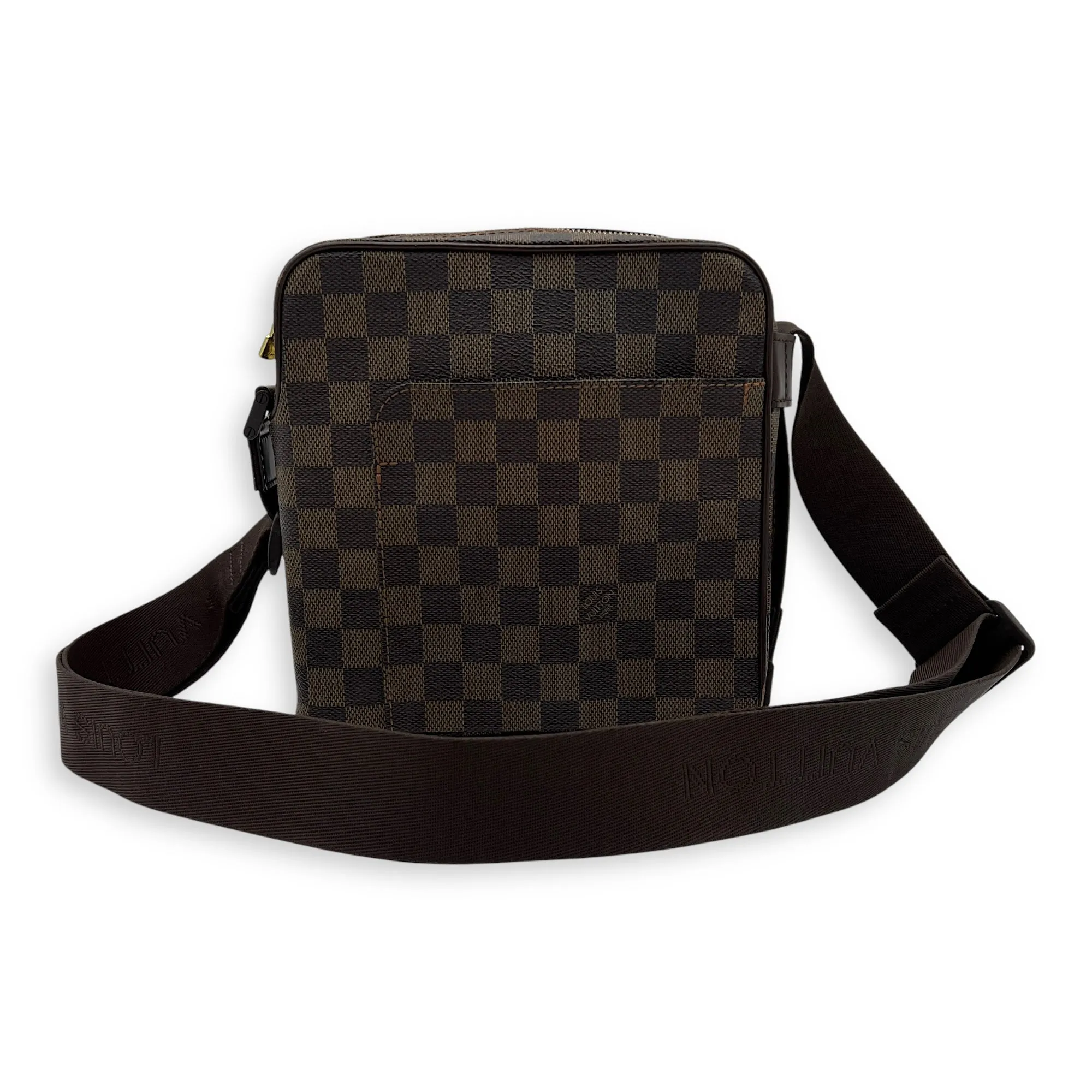 Olav Crossbody Bag PM Damier Ebene in Coated Canvas, Gold hardware