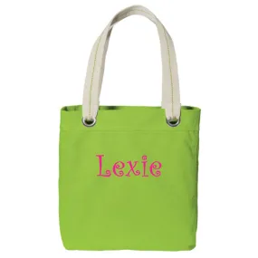 Personalized Allie Tote  Shocking Lime