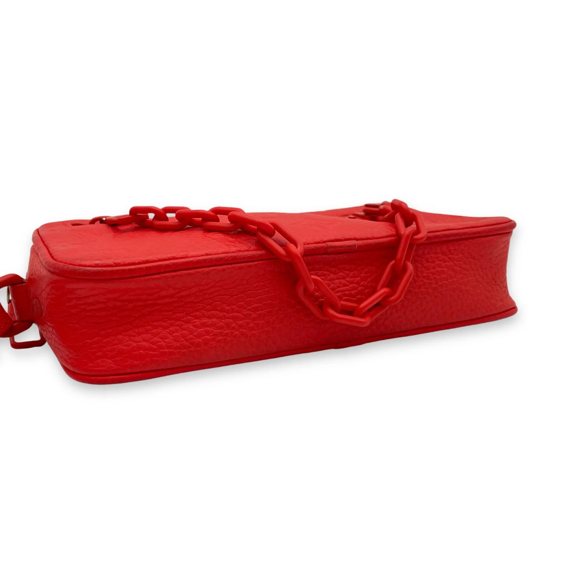 Pochette Volga Red Crossbody Bag in Taurillon Leather, Silver hardware