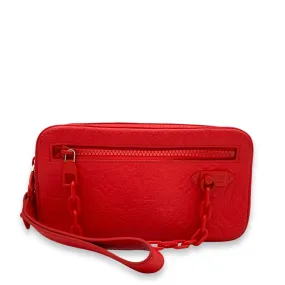 Pochette Volga Red Crossbody Bag in Taurillon Leather, Silver hardware