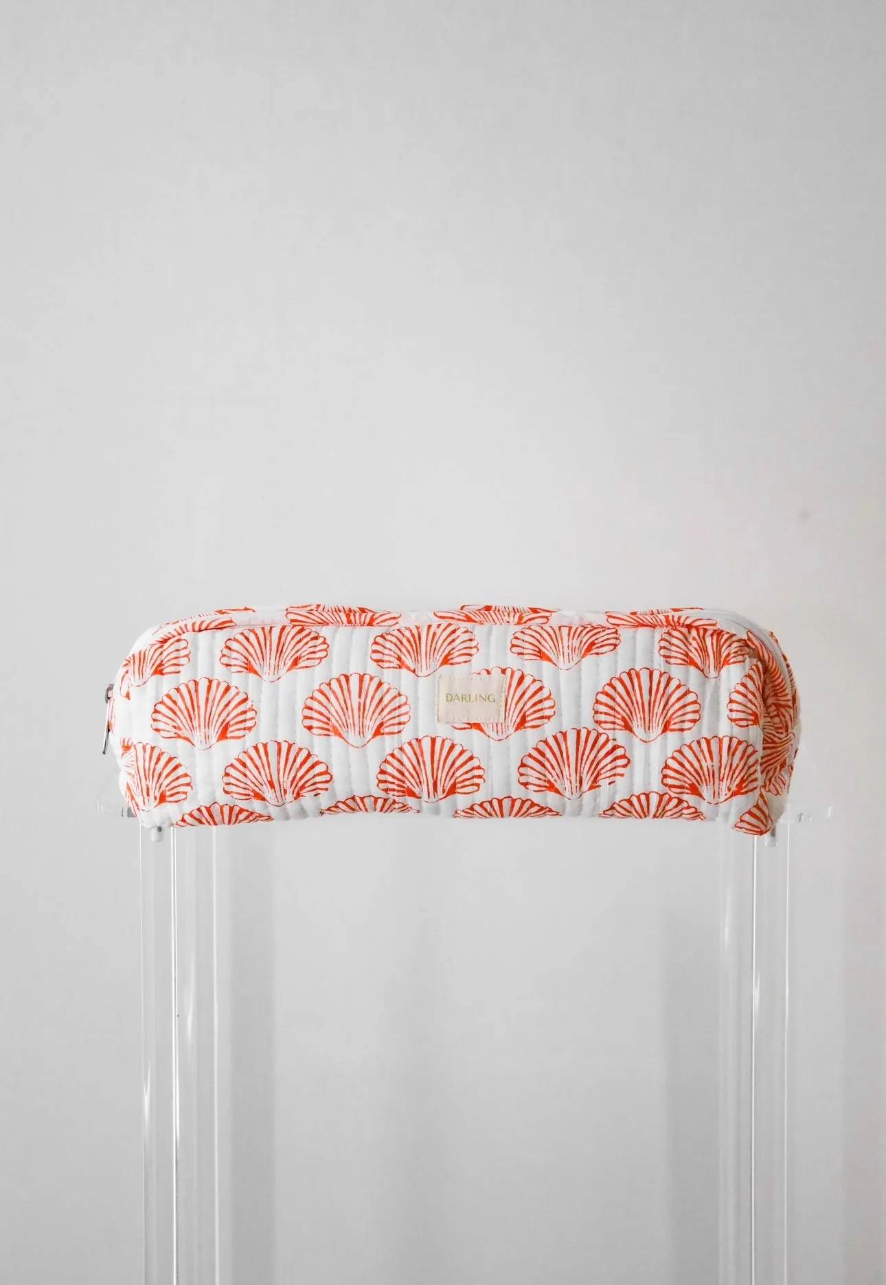 Quilted Hair Tool Bag - Orange Scallop Shell