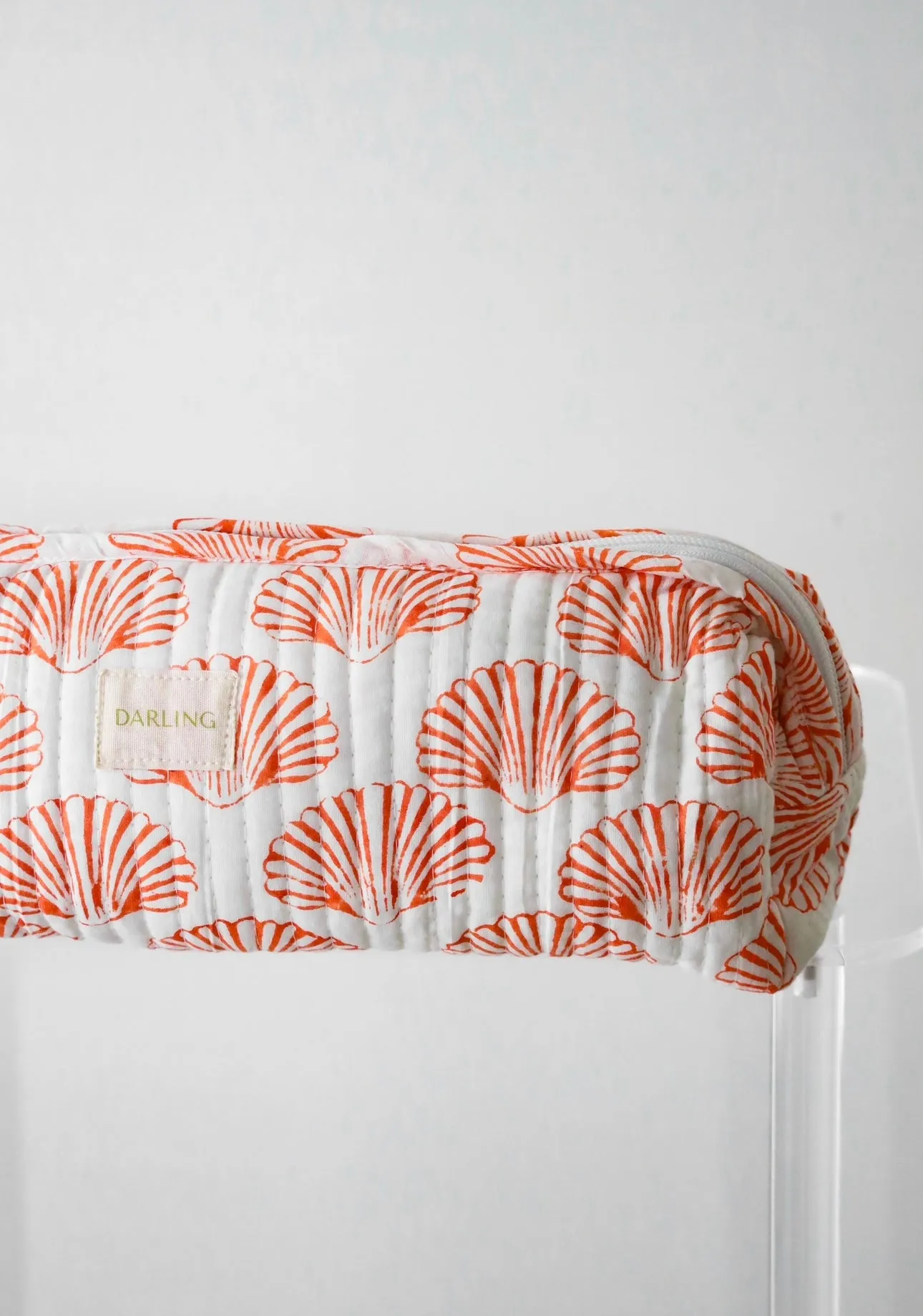 Quilted Hair Tool Bag - Orange Scallop Shell