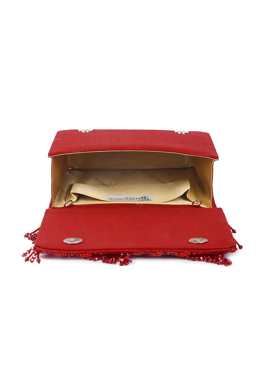 Red Riwaayat Hand-Embroidered Clutch