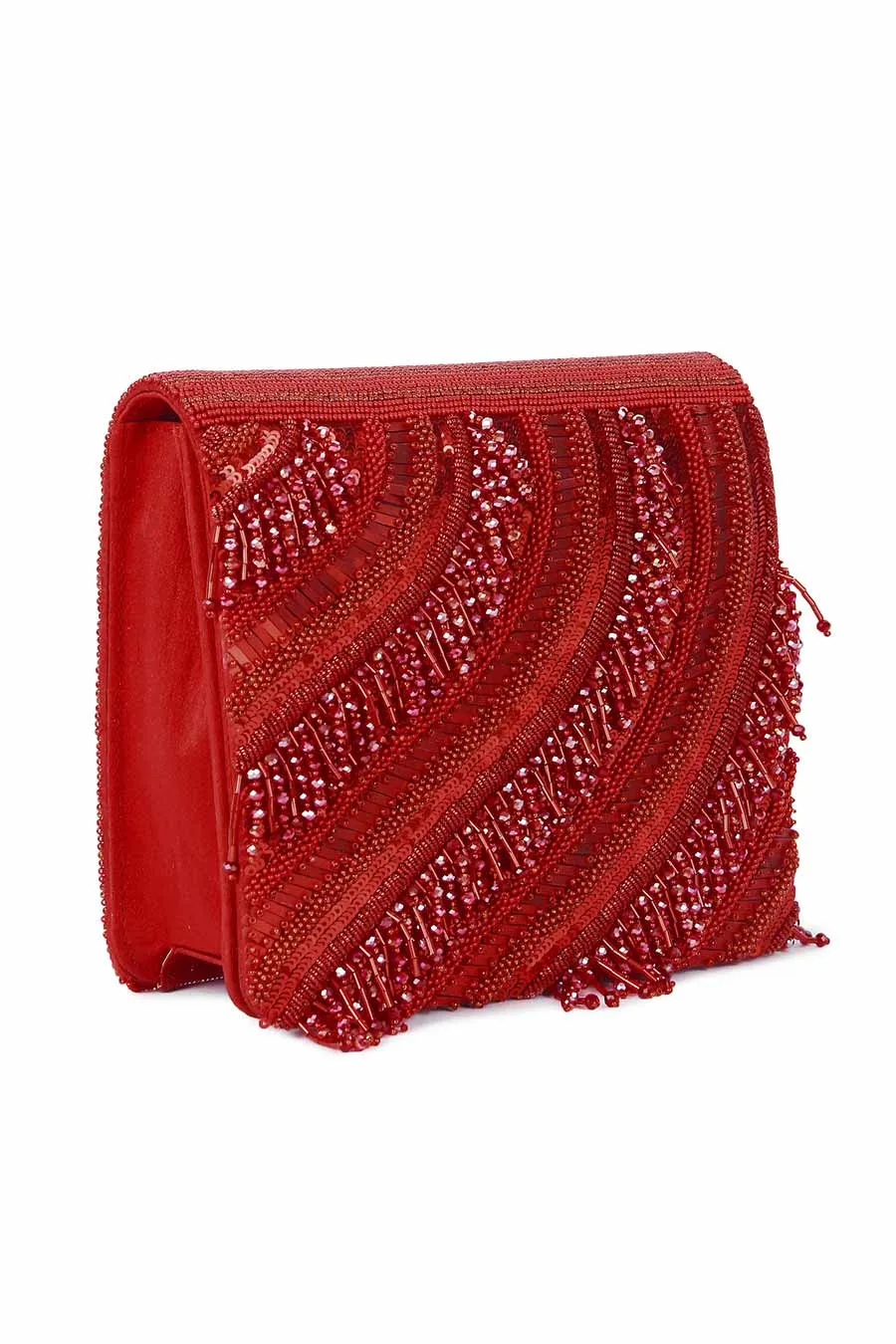 Red Riwaayat Hand-Embroidered Clutch