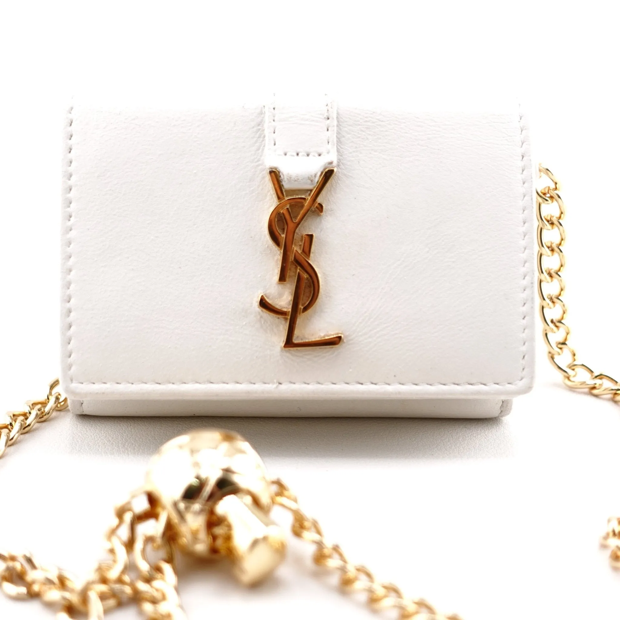 SAINT LAURENT YSL Compact Trifold Wallet on Adjustable Chain