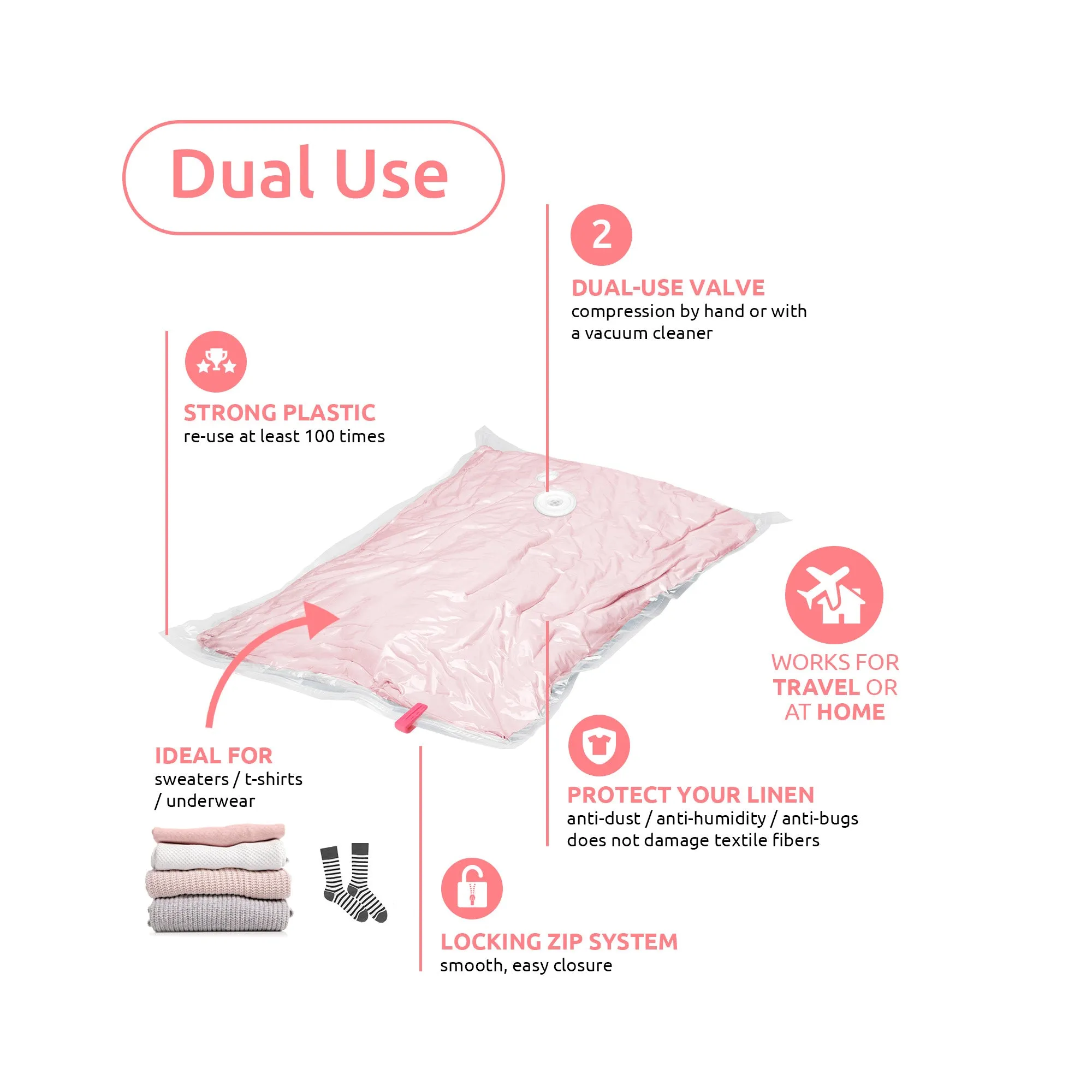 Set Of 2  Space Saving Vacuum Bags - Small