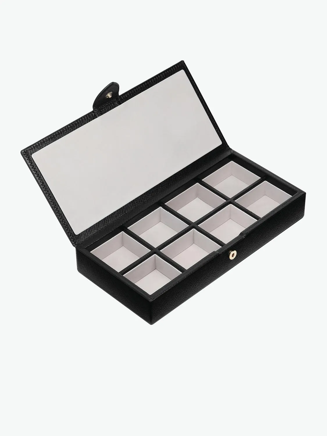 Smythson Leather Cufflink Box Black