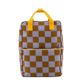 Sticky Lemon Farmhouse Checkerboard Large Backpack, Blooming Purple/Soil Green