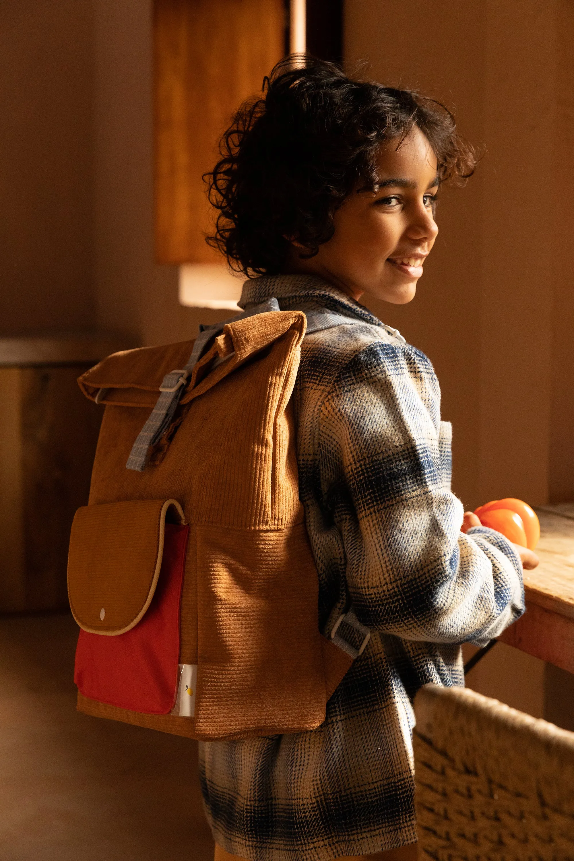 Sticky Lemon Farmhouse Corduroy Large Backpack, Harvest Moon