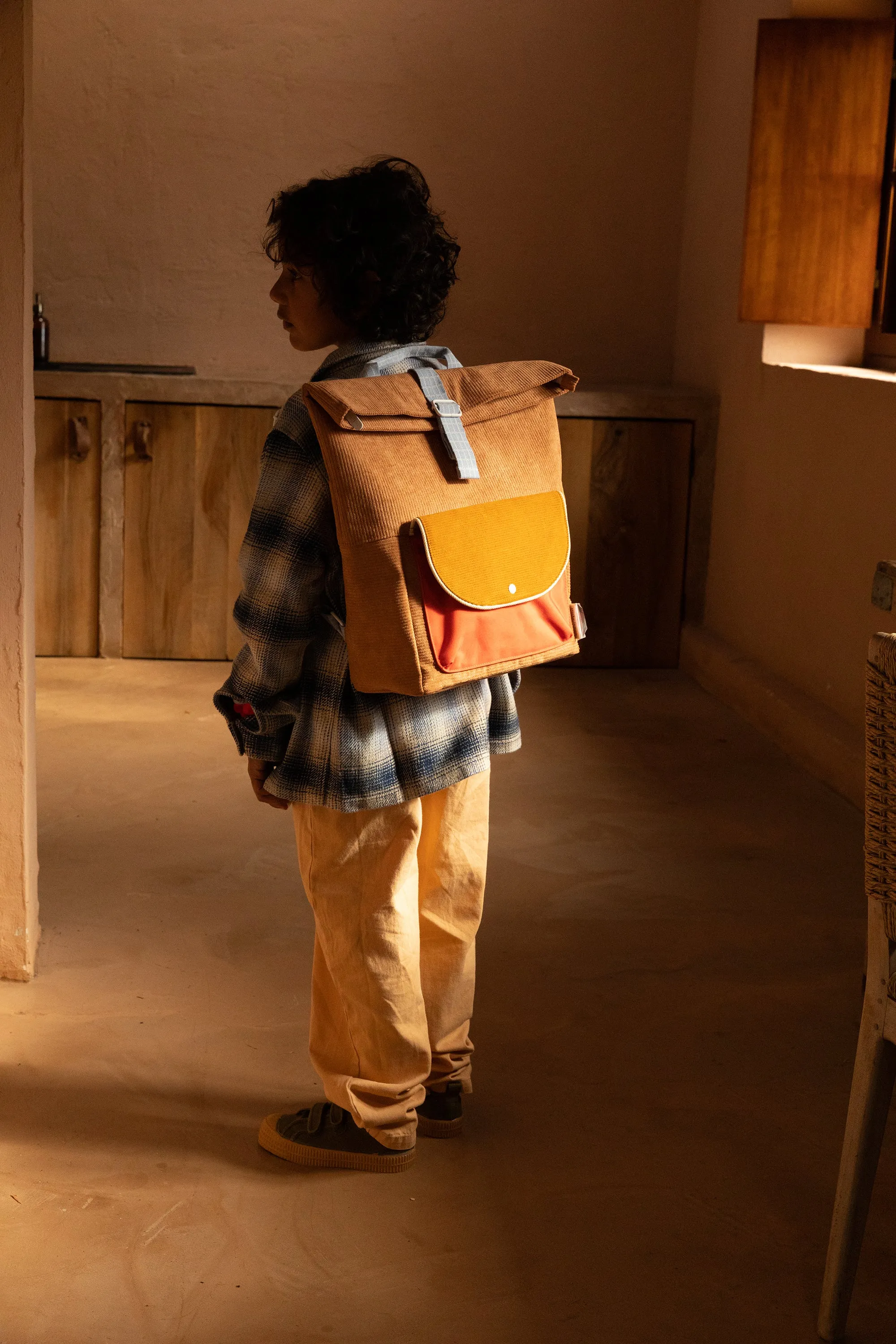 Sticky Lemon Farmhouse Corduroy Large Backpack, Harvest Moon