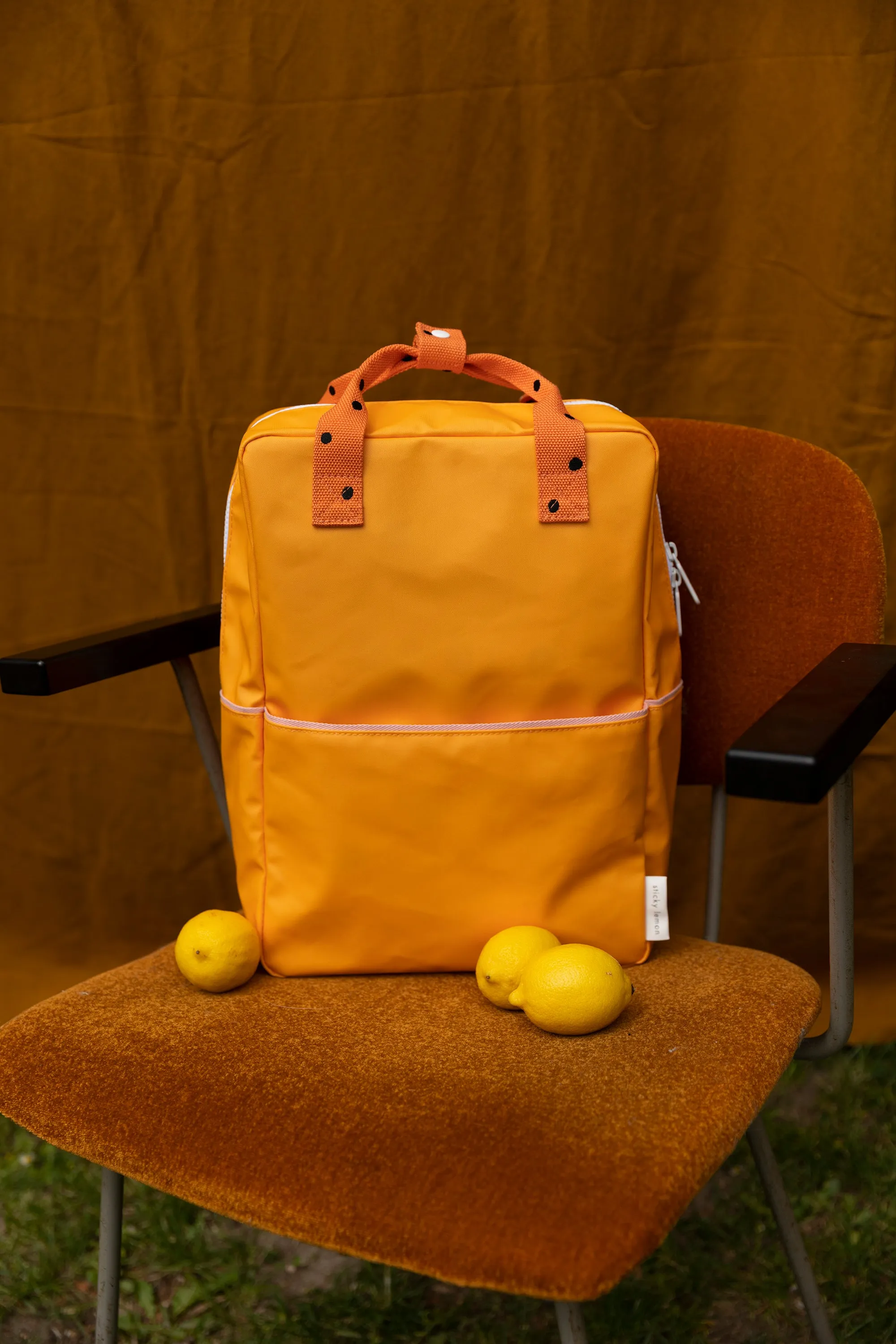 Sticky Lemon Freckles Collection Large Backpack, Sunny Yellow/Carrot Orange/Candy Pink