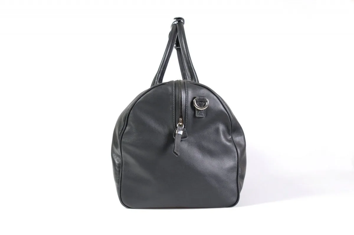 The Torino Calf Leather Overnight Contemporary Duffel - Shark Grey