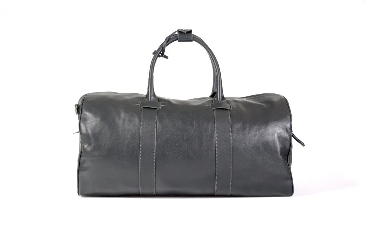 The Torino Calf Leather Overnight Contemporary Duffel - Shark Grey