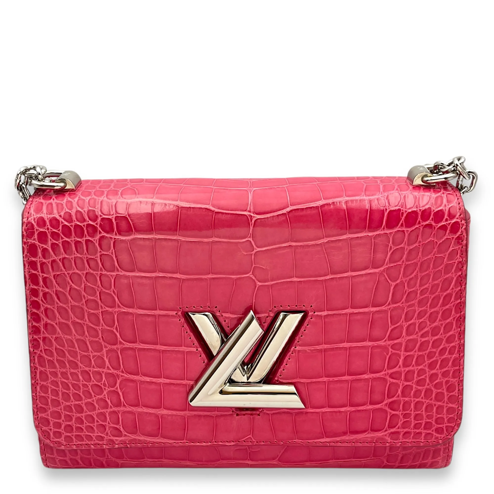 Twist MM Pink Crossbody Bag in Aligator/Chevre lining, Palladium hardware