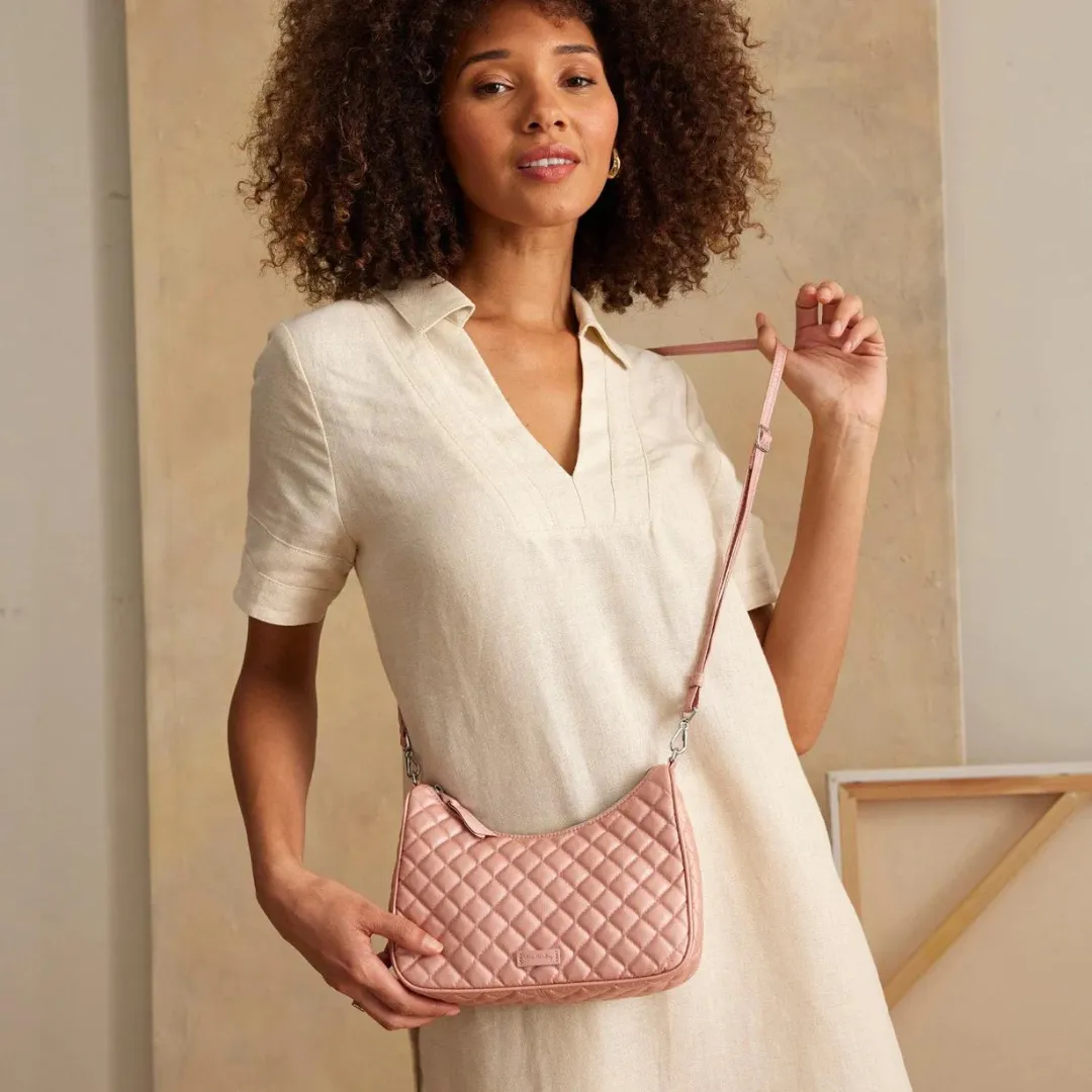 Vera Bradley Frannie Mini Crescent Crossbody- Rose Quartz