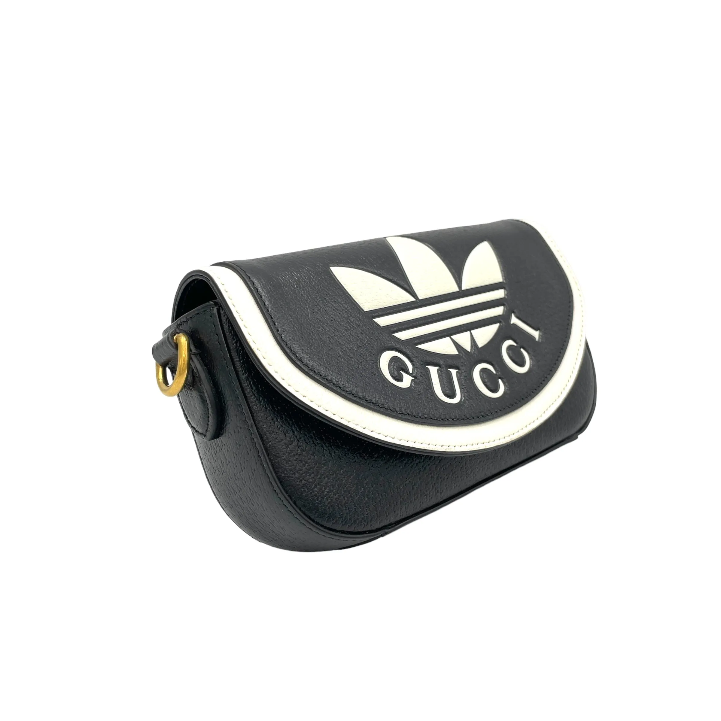 x Adidas Black Crossbody Bag in Calfskin, Gold hardware